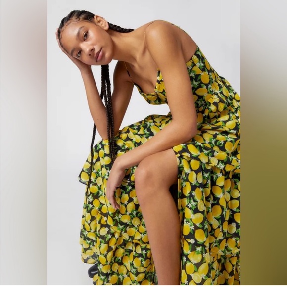 Betsey Johnson lemon print tiered maxi dress - Picture 5 of 10